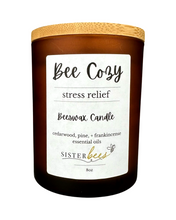 Load image into Gallery viewer, "Cozy Bee" Beeswax Candle - Stress Relief -Glass + Bamboo