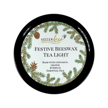 Load image into Gallery viewer, Festive Beeswax Tea Light Candle
