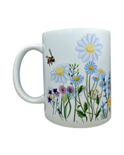 Load image into Gallery viewer, Flowers + Bees 12 oz Ceramic Mug
