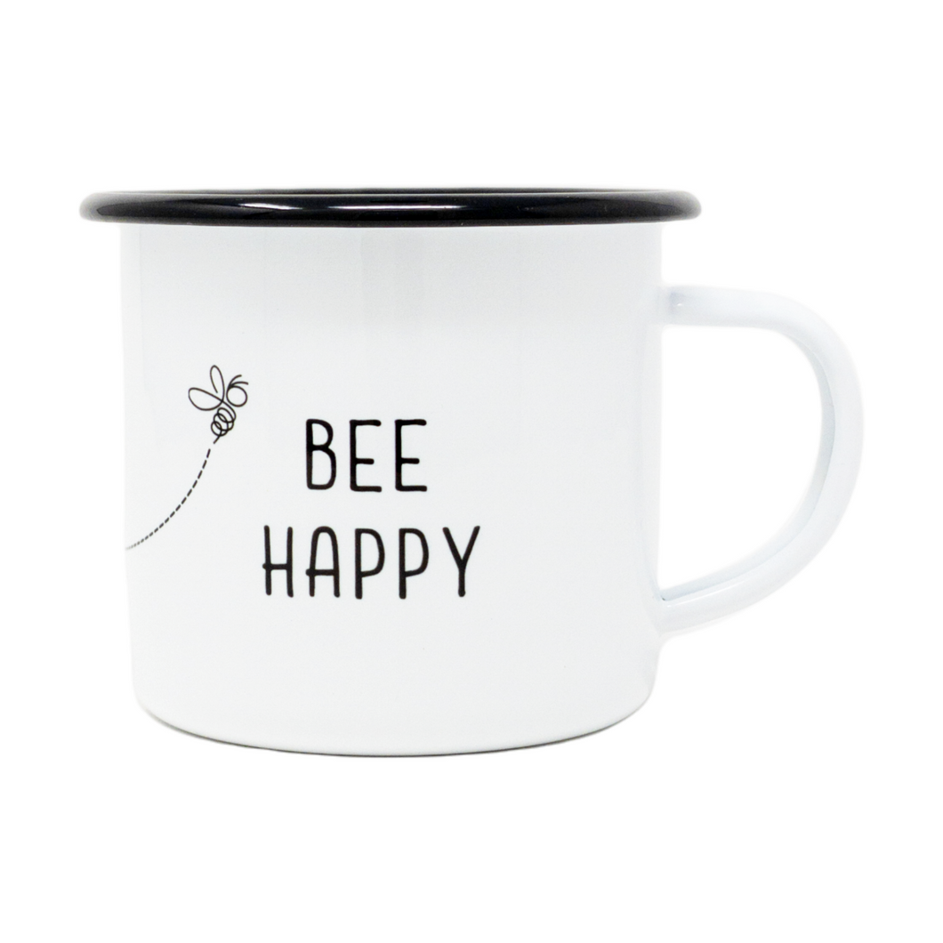 12 oz. Enamel Bee Happy Mug